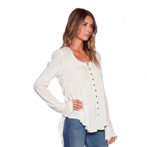 Free People Blue Bird Boho Blouse - Picture 2 of 16